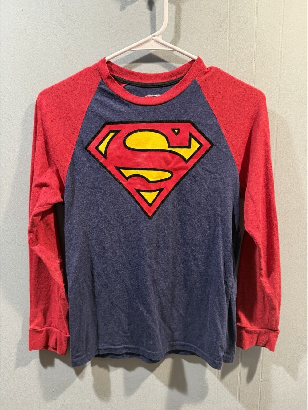 Kids Boys Superman Long Sleeves T Shirt Size XL 14/16 Multicolor